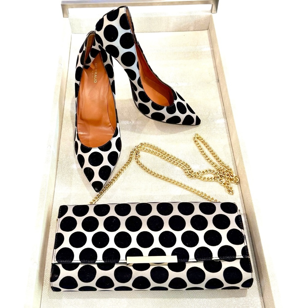 Shoes & Purse: NWOT Heyraud Paris Polka Dot Pumps & Matching Clutch - Size 9